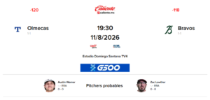 bravos de leon vs olmecas de tabasco en vivo juego 3 playoffs